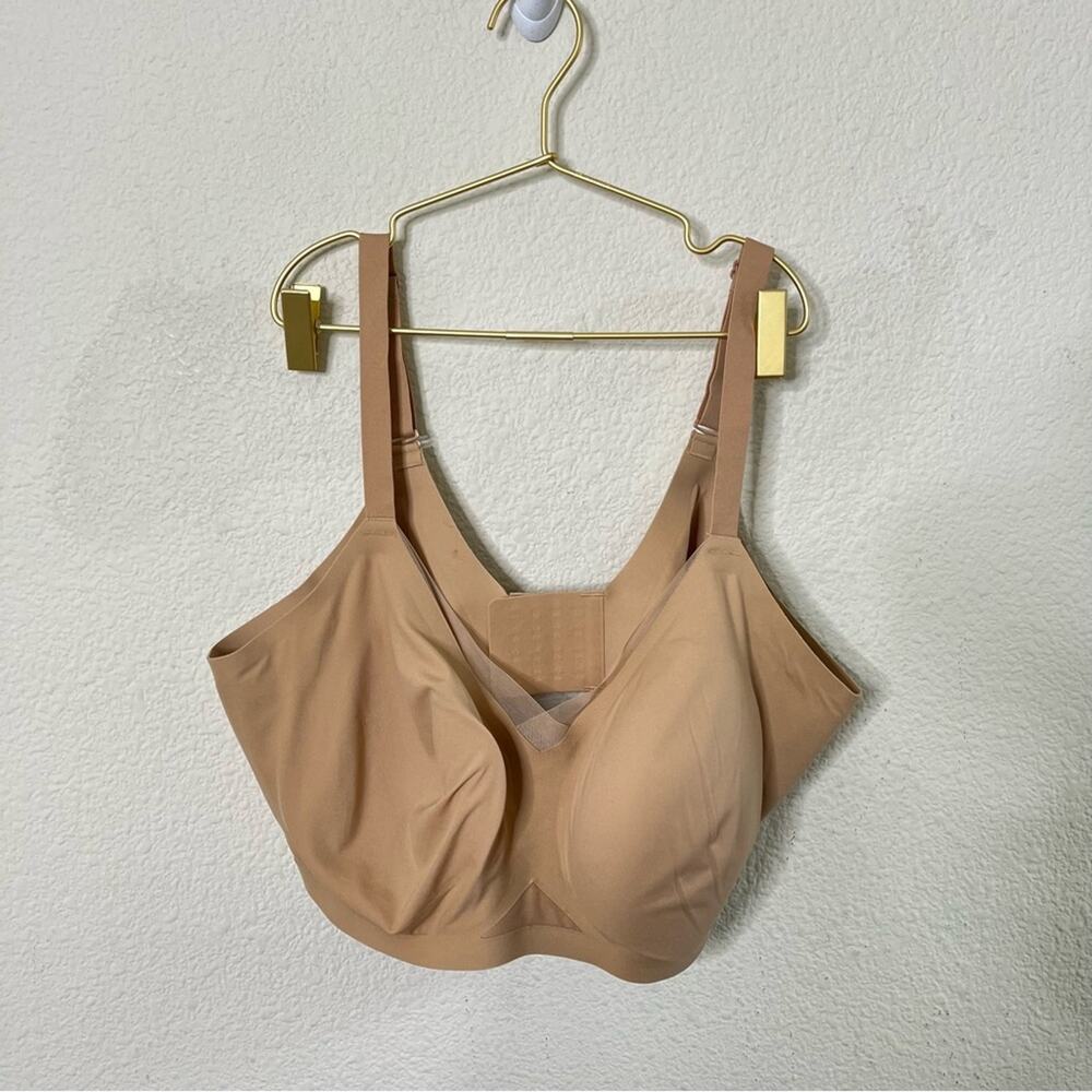 Honeylove‎ Crossover Bra Tan Mesh V Neck Womens Size 3X / 44DD 44E 44DDD 44F - Picture 2 of 5